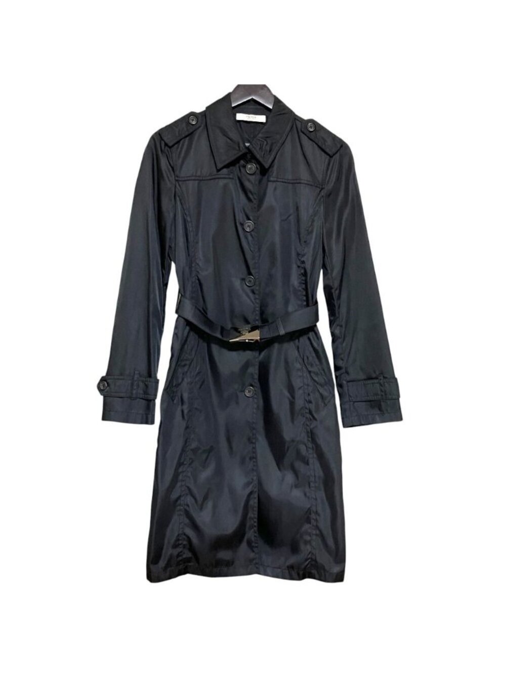 Prada Nylon Trench Coat with Belt Black 40